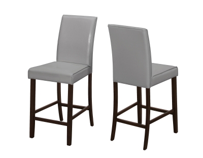 Monarch 2 Piece 40" PU Leather Padded Wooden Counter Height Armless Side Dining Chair Set - Medium Grey Finish