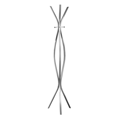 Monarch 72" Contemporary Modern 3-Hook Metal Coat Tree Hanger Rack - Silver Finish