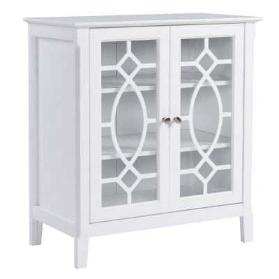 HOMCOM Sideboard Display Cabinet with Double Framed Glass Doors, 2 Adjustable Shelves, and Elevated Base, White