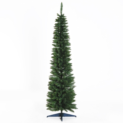 HOMCOM 6ft Tall Slim Noble Fir Unlit Artificial Christmas Tree with Realistic Branches and 390 Tips, Green