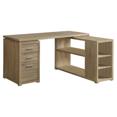 Monarch L-Shaped Contemporary Reclaimed Wood-look Computer Desk with Storage - Natural