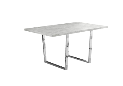 Monarch 59" x 36" Rectangular Cement-Look Finish Chrome Metal Leg Modern Dining Table