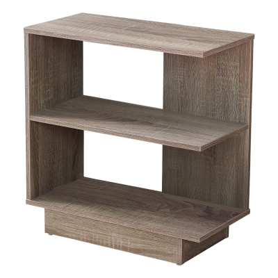 Monarch 24" Contemporary 3-Tier Wood Grain Storage Side Accent Table - Dark Taupe Finish