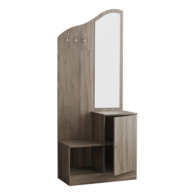 Monarch 75" Contemporary Wood Grain-Look 3-Hook Coat Rack Hall Tree Storage Bench - Dark Taupe Finish