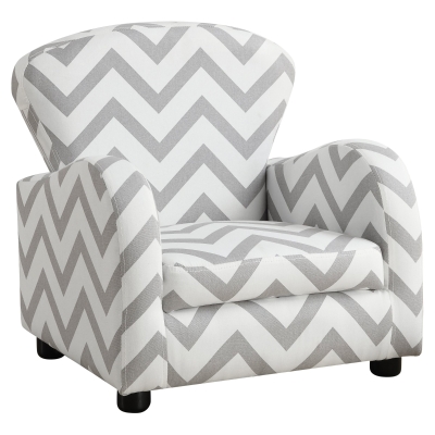 Monarch Kids' Padded Upholstered Accent Arm Chair - Grey Chevron Pattern