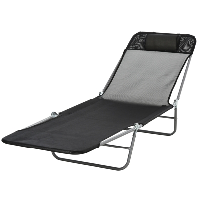 Outsunny Lightweight Outdoor Patio Folding Chaise Lounge Chair - Black