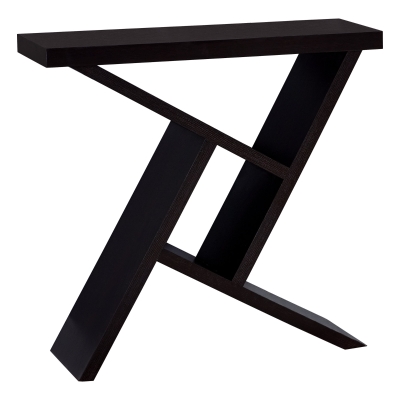 Monarch 36" Architectural Modern Wood Grain-Look Angular Storage Base Accent Console Table - Cappuccino Brown Finish