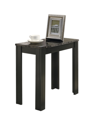 Monarch 22" Transitional Style Rectangular Marble-Look Top Wood Grain-Look Legs Side Accent End Table - Black / Grey Finish