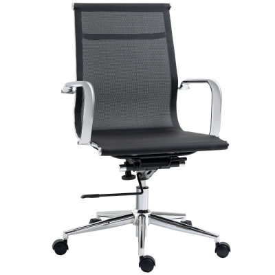 Vinsetto Swivel Office Desk Chair Mesh Adjustable Computer Chair with Metal Frame, Black