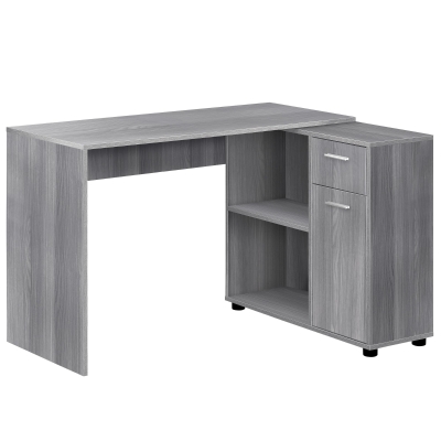 Monarch 46" L-Shaped Contemporary Laminate Wood-look Computer Desk with Storage - Grey
