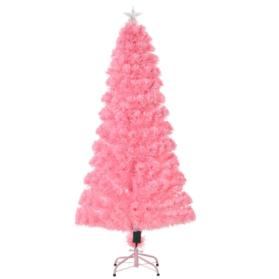 HOMCOM 5ft Tall Artificial Tree Multi-Colored Pre-Lit Holiday Home Christmas Decoration