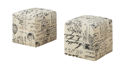 Monarch Two Piece Kids' Padded Upholstered Ottoman Set - Vintage French Fabric