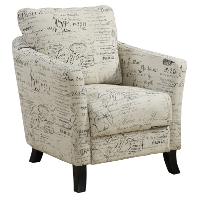 Monarch Elegant Plush Upholstered Linen Accent Club Chair - Vintage French Fabric