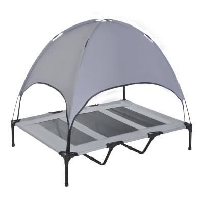 PawHut 48" x 36" Elevated Portable Dog Cot Cooling Pet Bed with UV Protection Canopy Shade