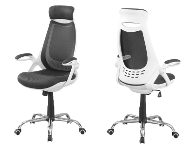 Monarch Ergonomic Adjustable Swivelling High Back Executive Office Chair - White / Grey