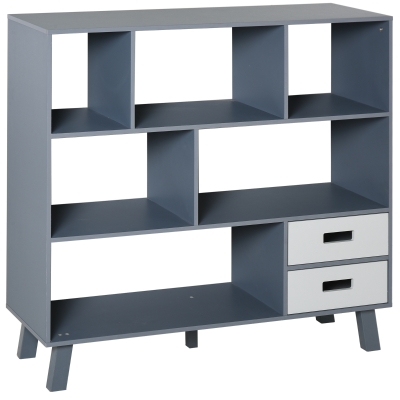 HOMCOM 3-Tier Bookcase Chest Open Shelves Cabinet Home Office Storage Furniture with Drawers