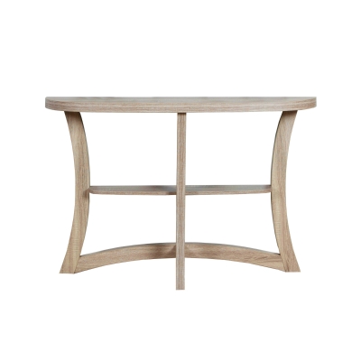 Moarch 47" Half Moon Shape 2-Tier Wood Grain-Look Accent Console Table - Dark Taupe Finish