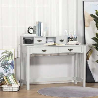 HOMCOM Gray Writing Desk, Computer Table with 2 Drawers