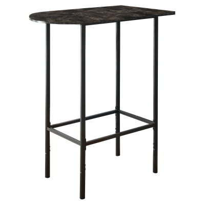 Monarch 36" x 24" Rectangular Space Saver Marble-Look Top Metal Framed Home Bar Height Table - Grey Tones Finish