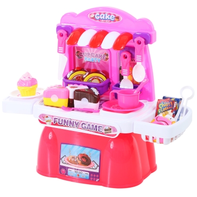 HOMCOM 20 Piece Birthday Cake Pretend Play Food Set Kids Educational Toy