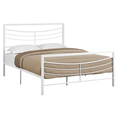 Monarch 62" Contemporary Curved Horizontal Slat Metal Bed Frame - Queen Size - White Finish