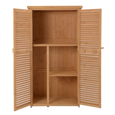 Outsunny 3' x 5' Wooden Garden Storage Shed with Asphalt Roof & 2 Large Wood Doors with Lock - Natural