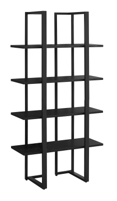 Monarch 60" Contemporary Chic Open Concept 4 Shelf Bookshelf - Black