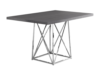 Monarch 48" x 36" Rectangular Wood Top Chrome Metal Base Modern Dining Table - Grey