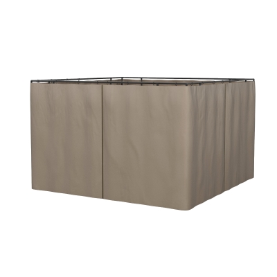 Outsunny 10' x 12' Universal Gazebo Sidewall Set with 4 Panels, Hooks/C-Rings Included for Pergolas & Cabanas, Brown