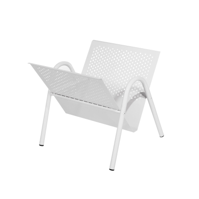 Monarch Perforated Metal Design Magazine Storage Rack - White Finish