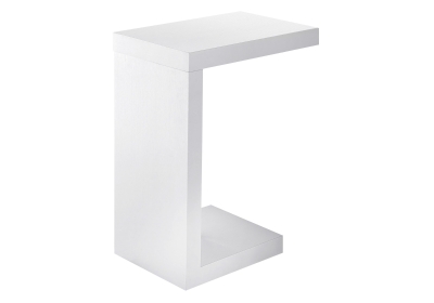 Monarch 24" Modern Hollow Core Wood Grain-Look Accent C-Shape Snack Side End Table - White Finish