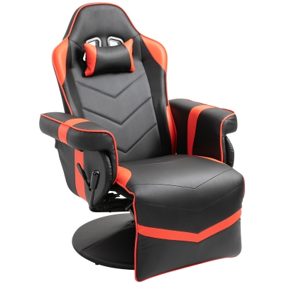 Open Box Vinsetto Home Comfortable Office Video Game Sofa Swivel Chair with a Strong Ergonomic Design & Quality Material - Black and Red
