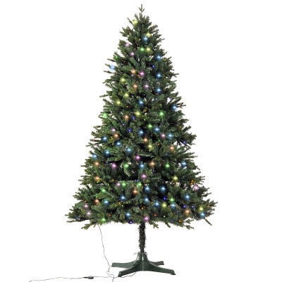 Open Box HOMCOM 7ft PVC Needles Rotating Prelit Artificial Pine Christmas Tree - Green