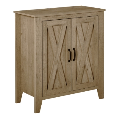 HOMCOM Rustic Farmhouse Sideboard, Accent Buffet Cabinet with Double Barn Doors and Fixed Shelf, Oak Finish