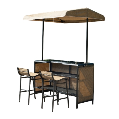 Outsunny 3 Piece Outdoor Mesh Cloth Canopy Bar Set - Table and Two Chairs