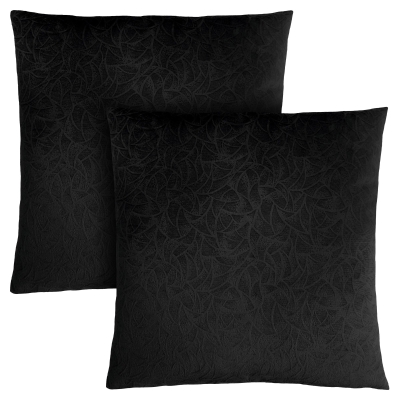 Monarch 18" x 18" Floral Velvet Decorative Throw Pillow (Set of 2) - Black