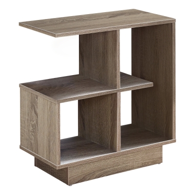 Monarch 24" Modern Wood Grain Open Shelf Elevated Base Side Accent Table - Dark Taupe Finish