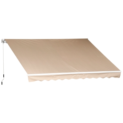 Outsunny 12' x 10' Outdoor Patio Manual Retractable Exterior Window Awning with Adjustable & Versatile Design - Khaki