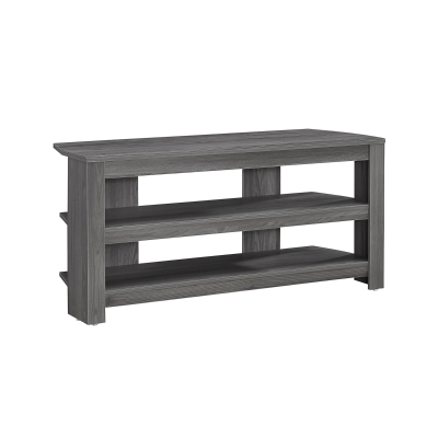 Monarch 42" Contemporary Wood Grain-Look Open Concept Storage Shelf Console TV Stand - Grey Tones Finish