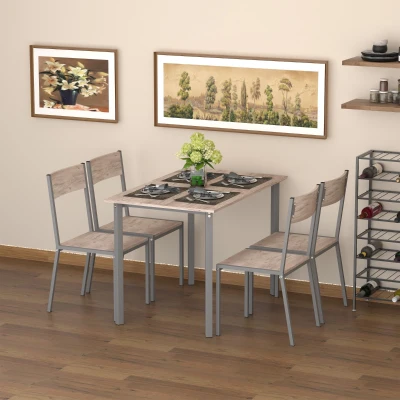 HOMCOM 5-Piece Dining Set for 4, Rectangular Kitchen Table & Chairs