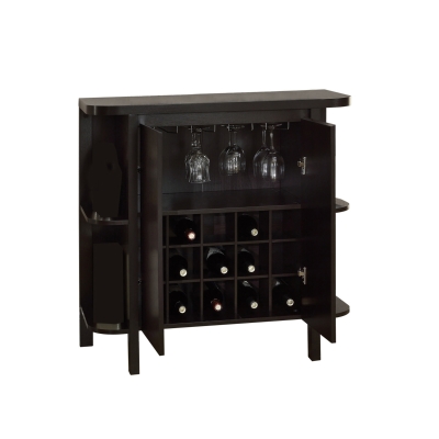 Monarch 36" Wood Grain-Look Wine Glass Storage Bottle Rack Home Bar Cabinet - Cappuccino Brown Finish