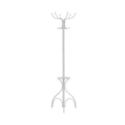 Monarch 70" 12-Hook Metal Coat Tree Hanger Rack with Umbrella Holder - White Finish
