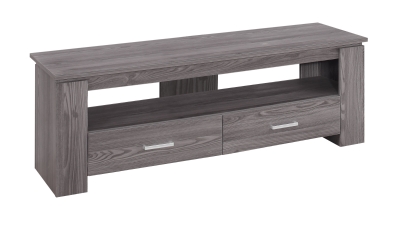 Monarch 48" Modern Wood Grain-Look Open Storage Shelf 2-Drawer Console TV Stand - Grey Tones Finish