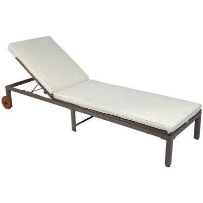 Outsunny Outdoor Rattan Lounger Adjustable Wicker Chaise Lounge Relaxer Outdoor Poolside