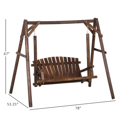 Outsunny 6.5' Swing Outdoor Rustic Loveseat 2 Person