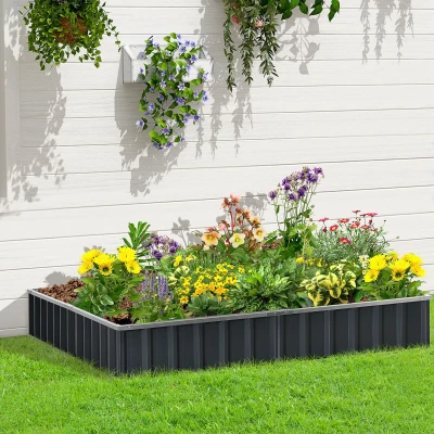 Outsunny Metal Raised Garden Bed, DIY Steel Planter Box w/ Gloves