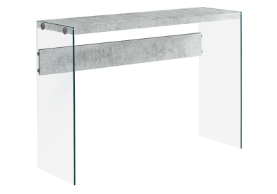 Monarch 44" Contemporary Tempered Glass Base Accent Hall Console Sofa Table - Grey Cement-Look Top Finish