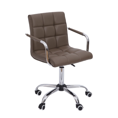 Open Box HomCom Modern Tufted PU Leather Midback Home Office Chair with Lumbar Support - Brown