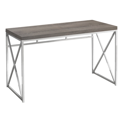 Monarch 48" Contemporary X Braced Writing Computer Desk - Dark Taupe / Chrome Metal