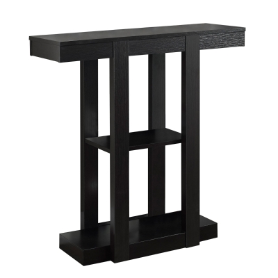 Monarch 32" Modern 3-Tier Straight Line Design Wood Grain-Look Accent Console Table - Cappuccino Brown Finish